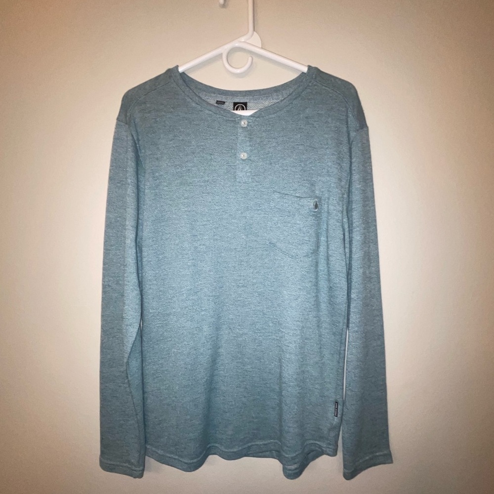 Volcom Mens Sweater Button Mint Green Warm